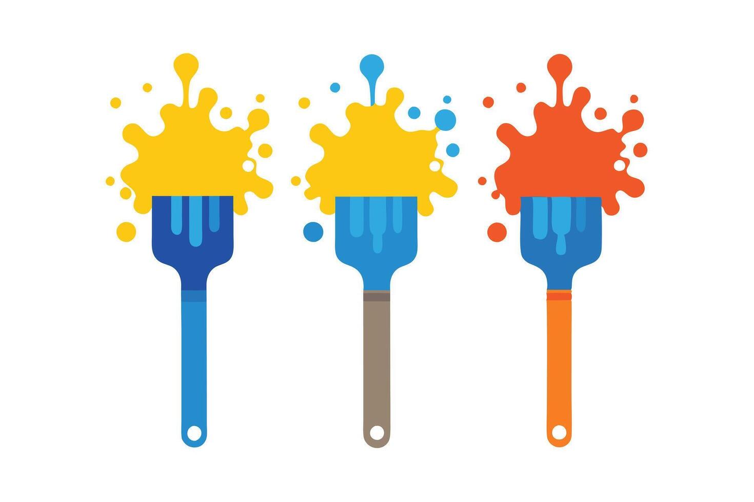 Colorful Spatula Icons with Paint Splatter vector