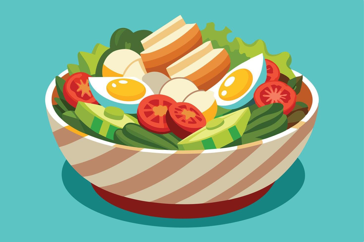 A healthy mixed salad in a bowl. vector