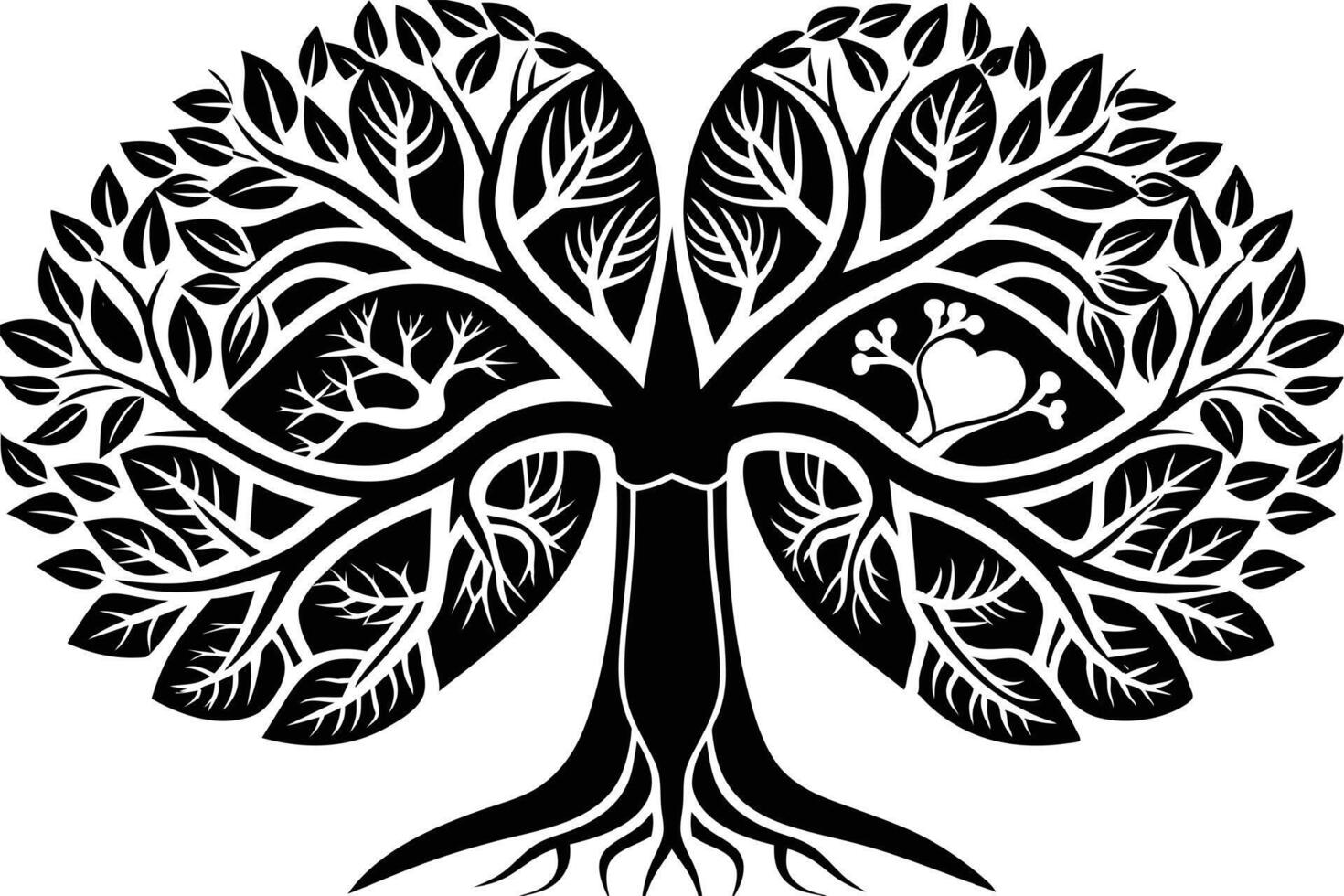 Elegant Black and White Tree of Life Illustration vector