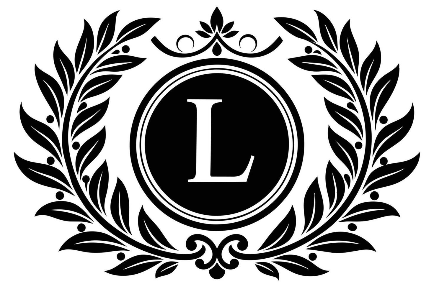 Black and White Monogram L Design vector