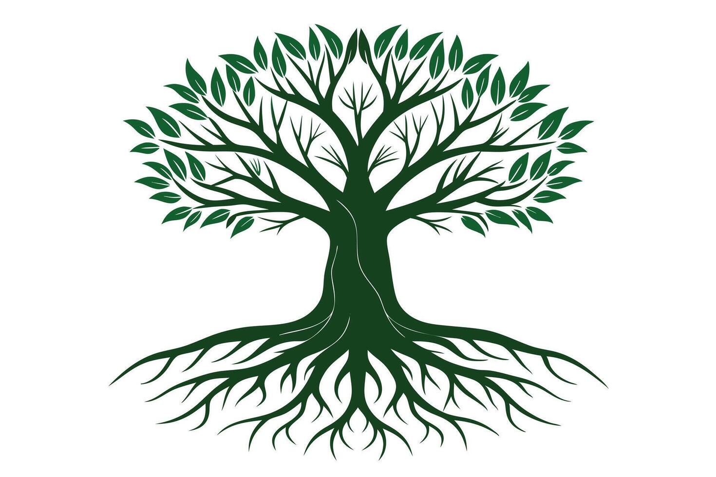 A dark green tree of life graphic design. vector