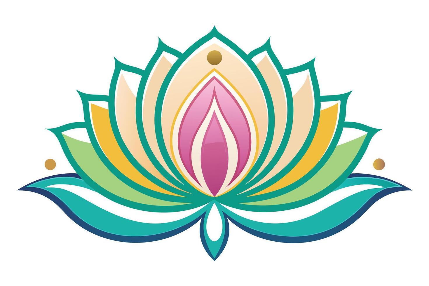 Vibrant Pink and Peach Lotus Flower Design vector