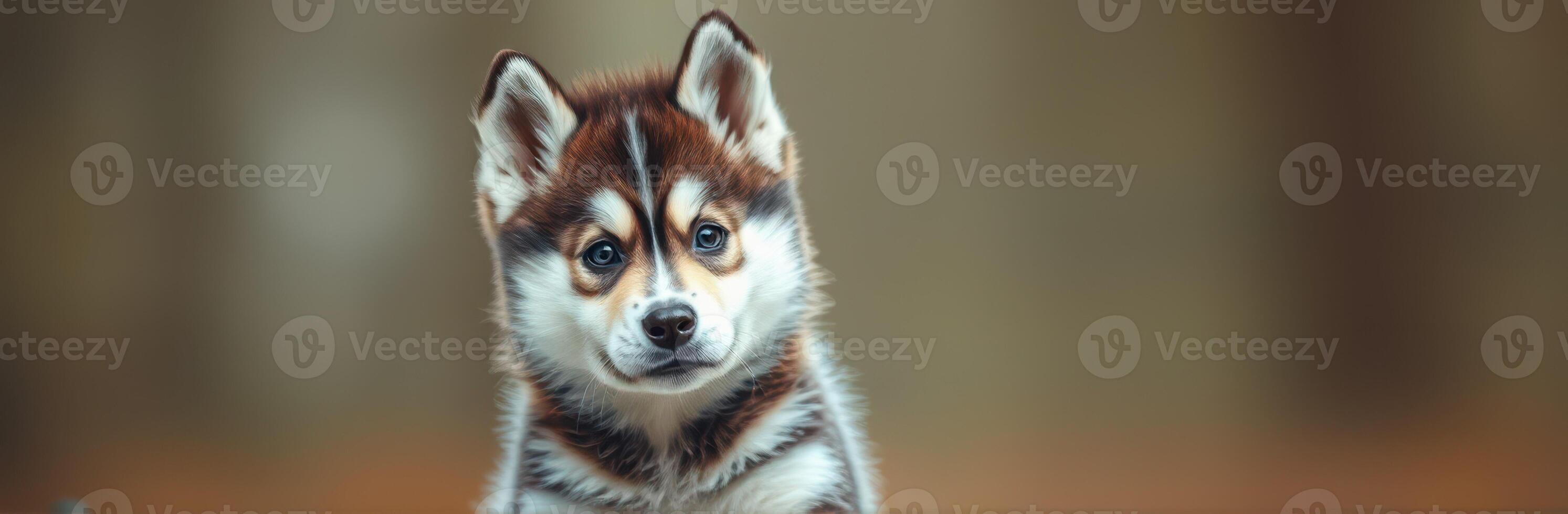 Curious puppy gazes into the distance in a soft, blurred background during a calm afternoon photo