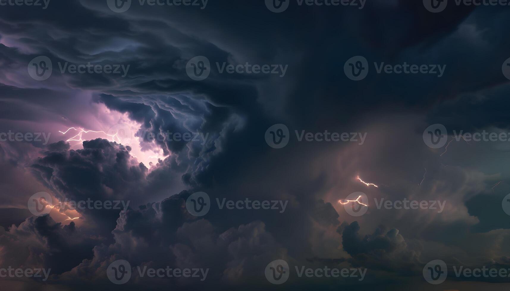 A stormy sky with lightning and clouds photo