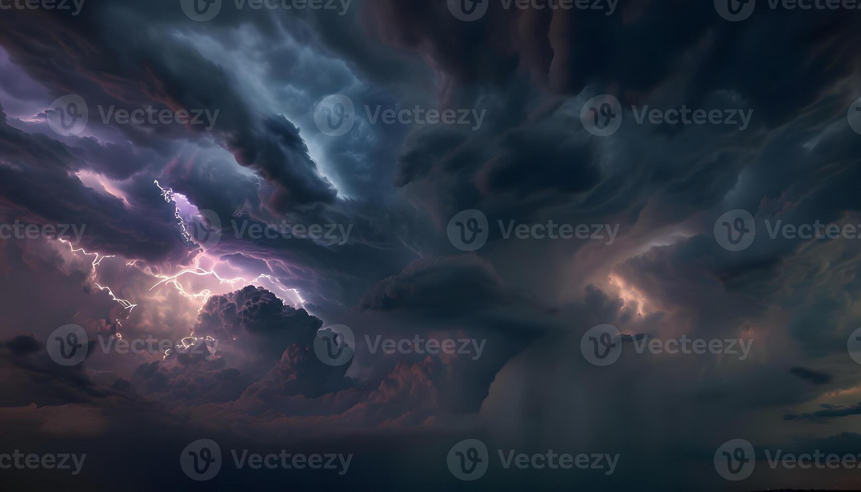 A stormy sky with lightning and clouds photo