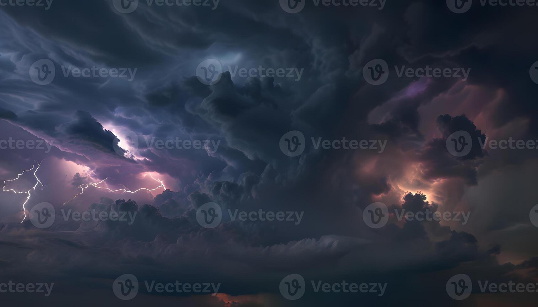 A stormy sky with lightning and clouds photo