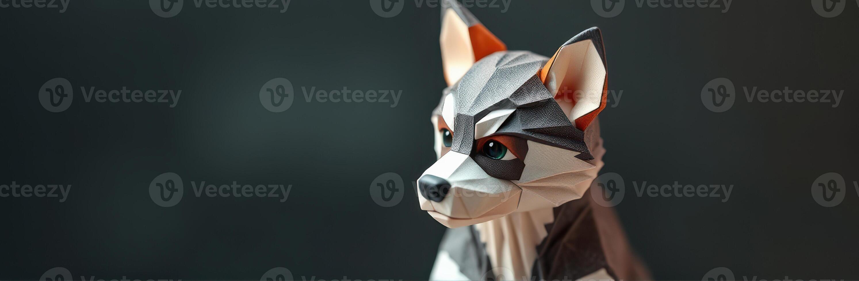 Creative paper sculpture of a wolf-like animal highlighting intricate details and craftsmanship photo