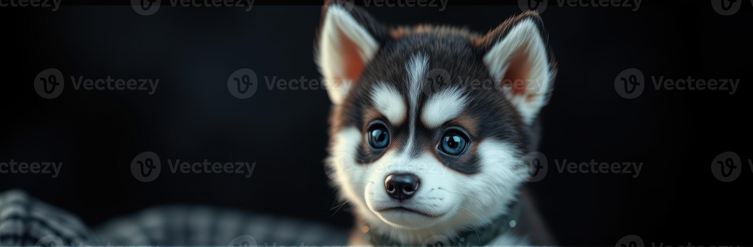 Cute Adorable Puppy Closeup Portrait of Fluffy Furry Small Dog with Playful Eyes and Sweet Expression photo