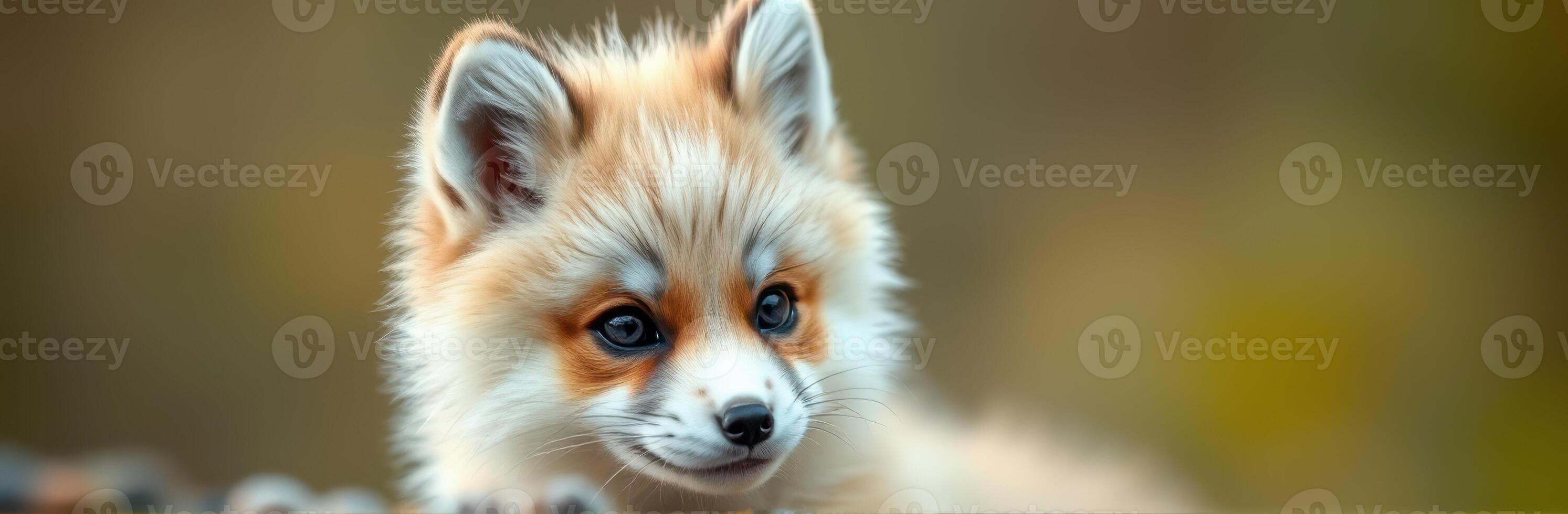 Adorable Baby Fox Portrait in Natural Habitat - Cute Young Fox Close-up in Wildwood Wilderness photo