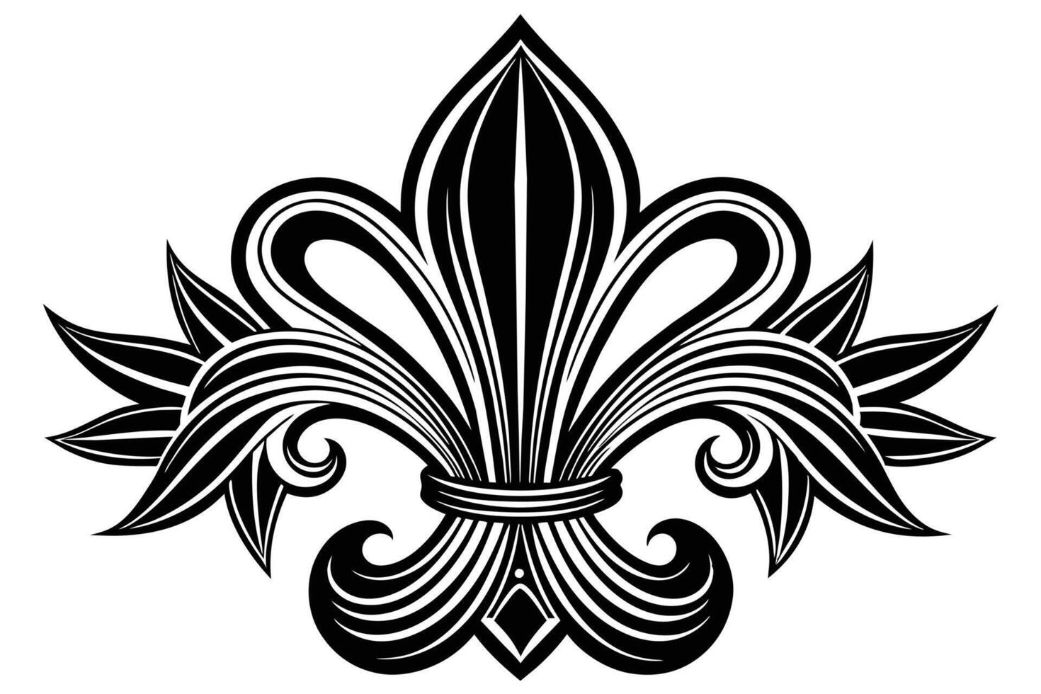 Fleur-de-lis Design in Black and White vector