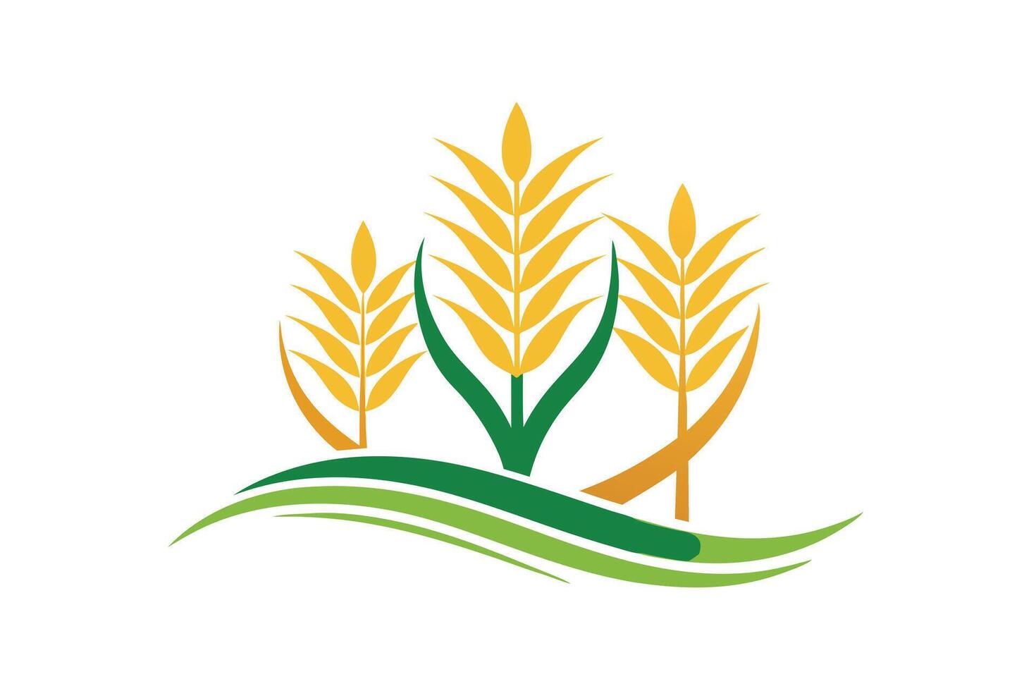 Graphic of three wheat stalks, perfect for agricultural branding. vector