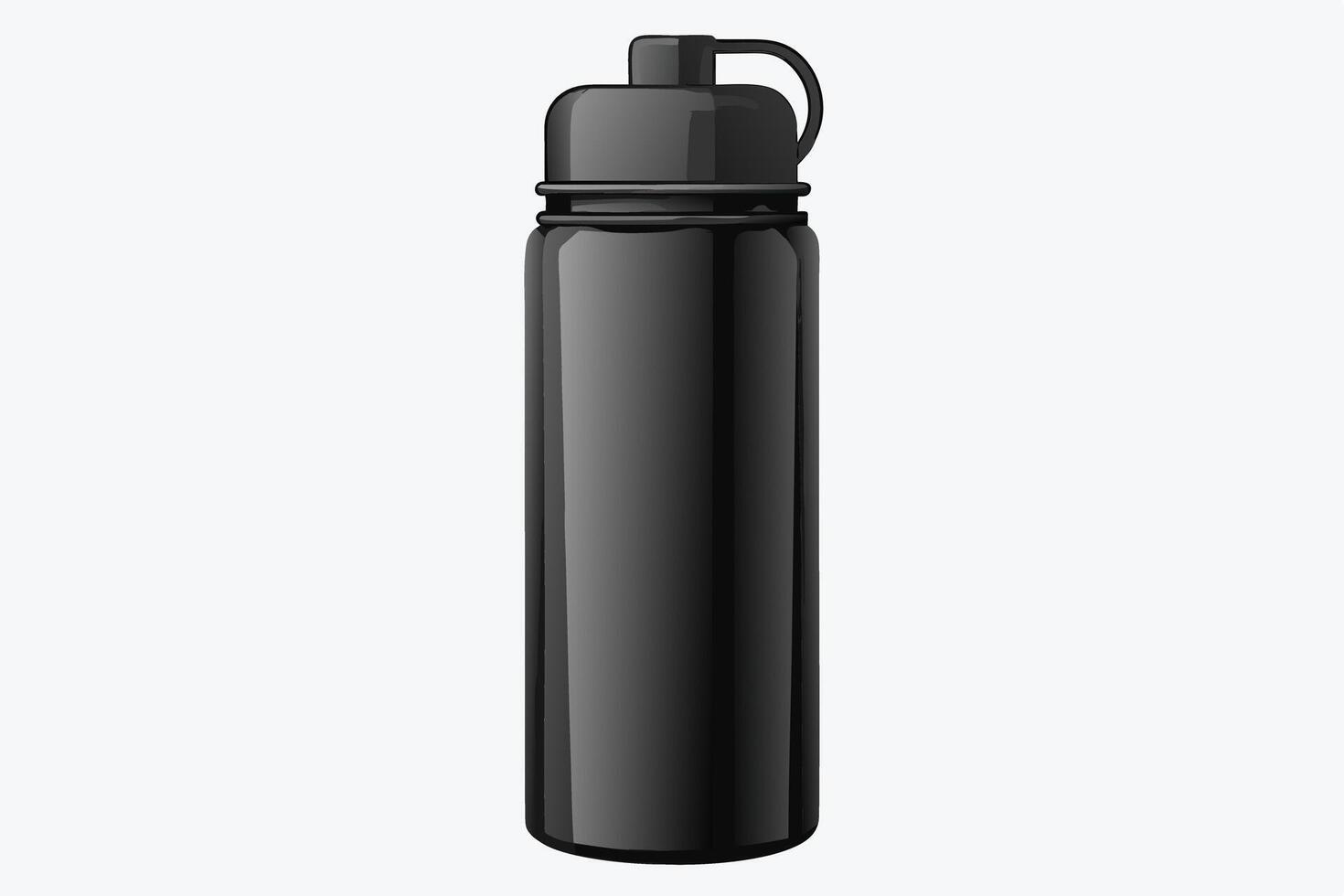Blank black water bottle illustration, perfect for design mockups. vector