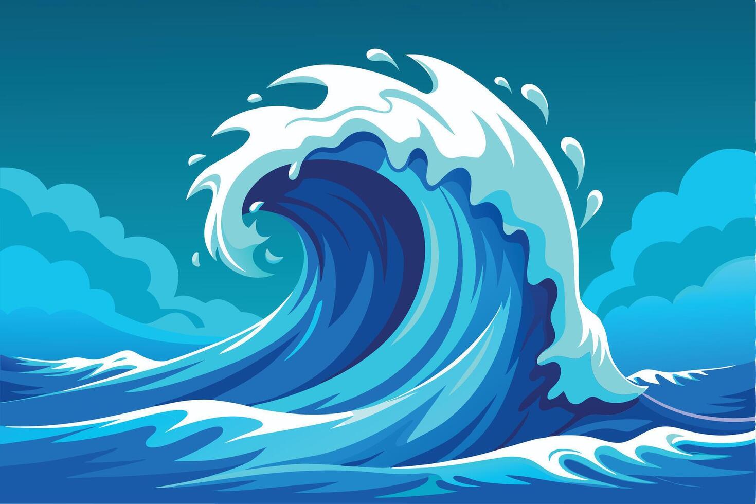 A Powerful Ocean Wave Illustration Created vector