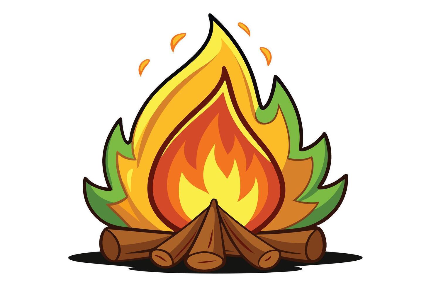 Cartoon campfire illustration for camping or outdoor adventures. vector