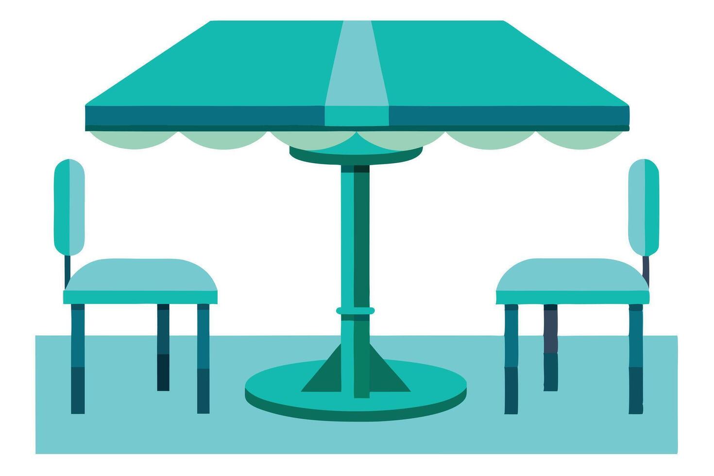 Illustration of a Round Table and Two Chairs vector