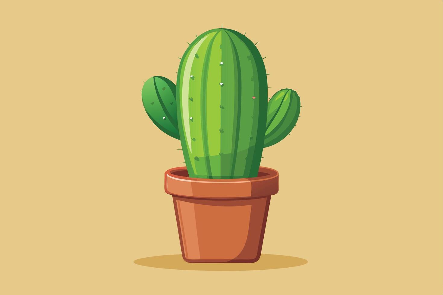 Vibrant illustration of a cactus in a terracotta pot. vector