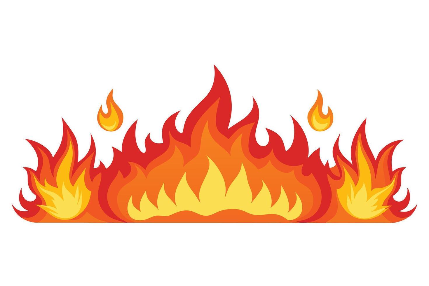 Fiery flames against a white background. vector
