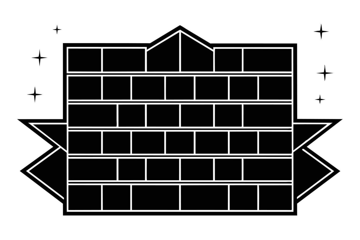 A drawing of a brick wall foundation. vector