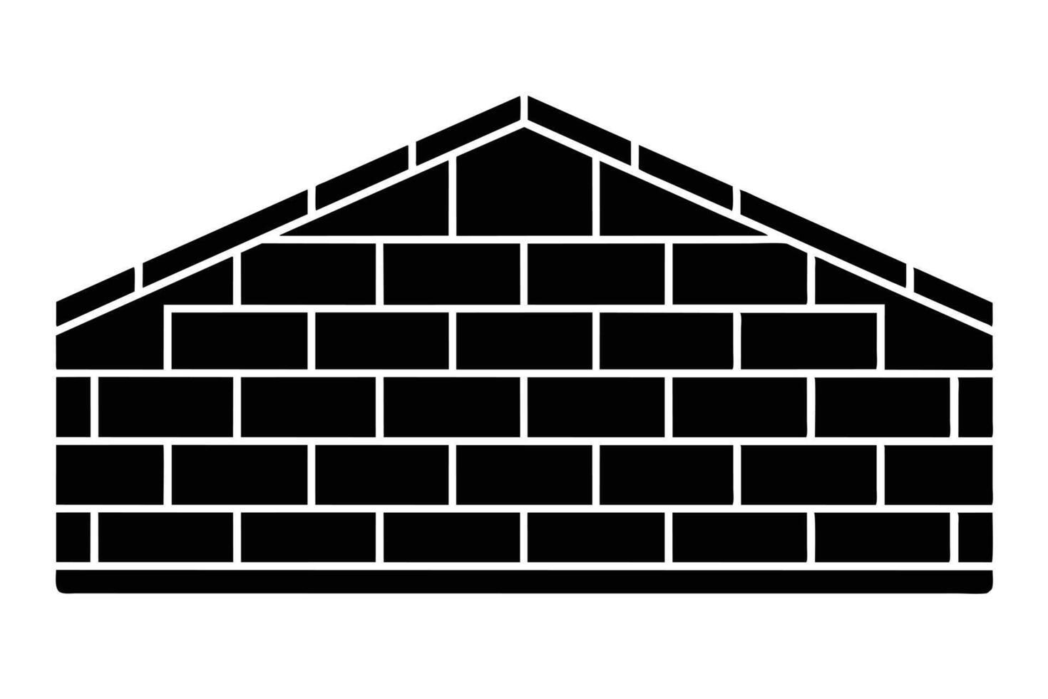 Construction drawing of a brick wall foundation. vector