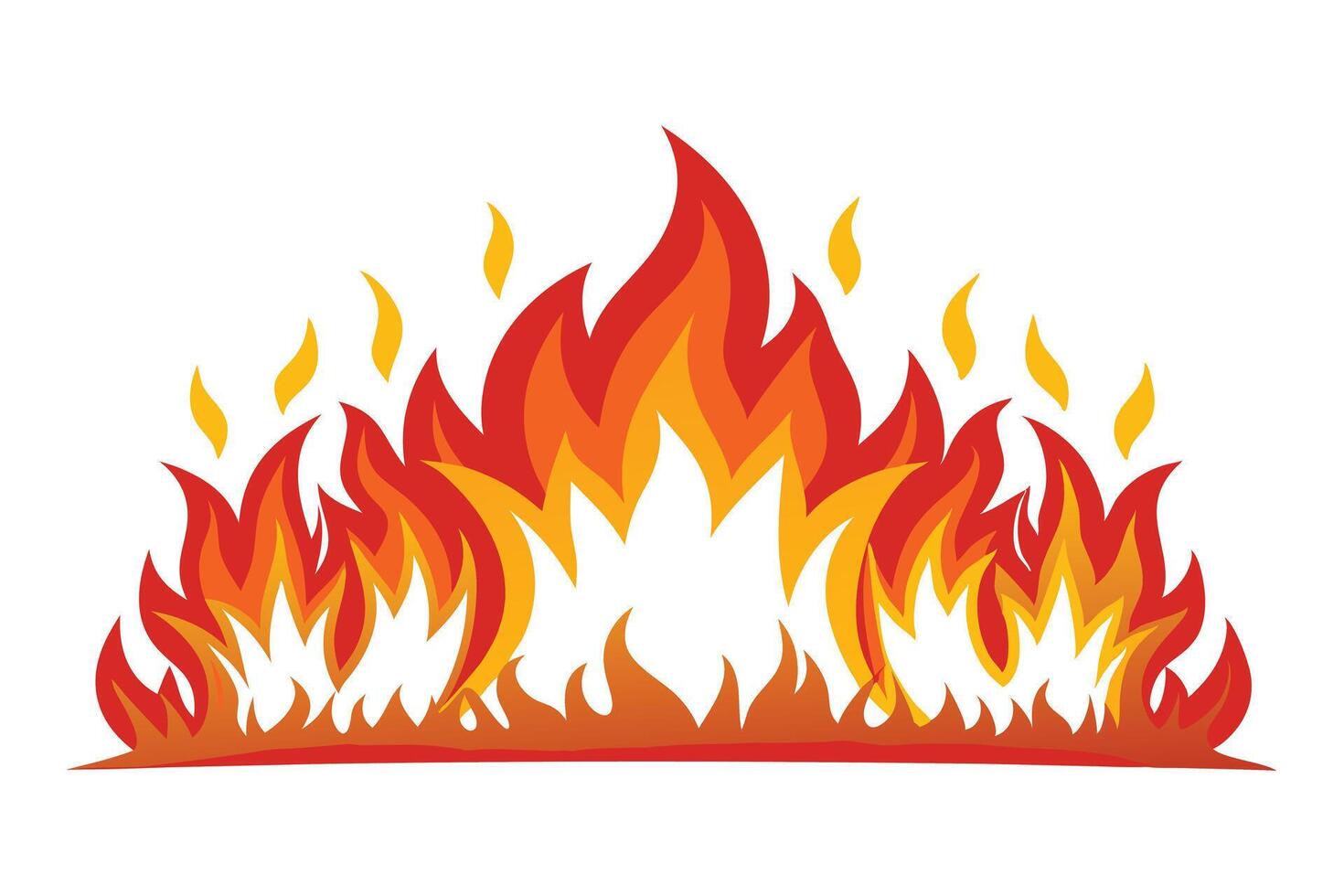 illustration of fiery flames against a white background. vector