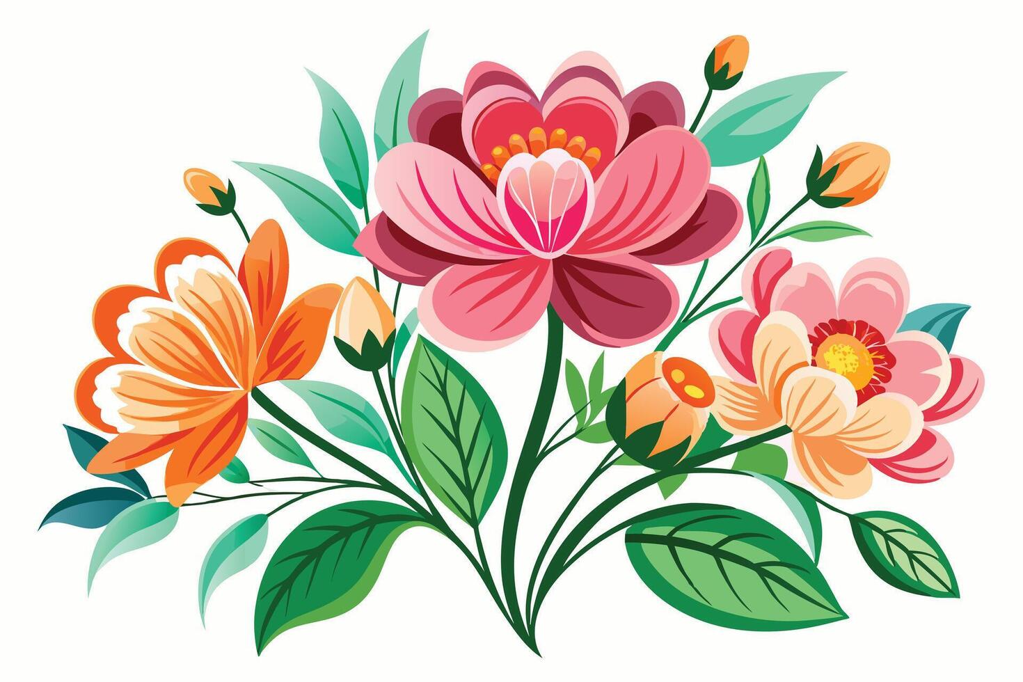 Vibrant floral bouquet design perfect for spring or summer projects. vector
