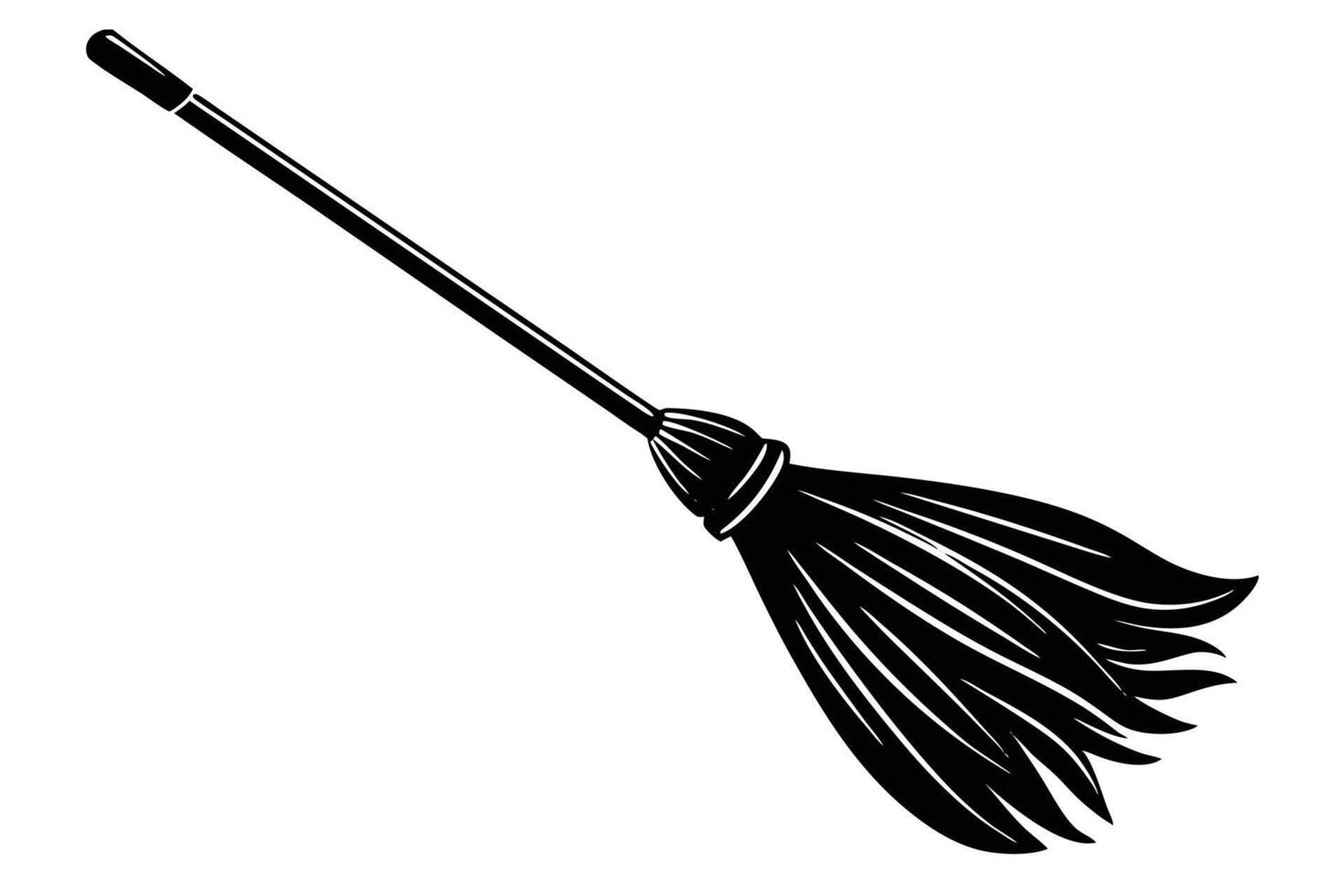 A illustration of a witch's broom in motion. vector