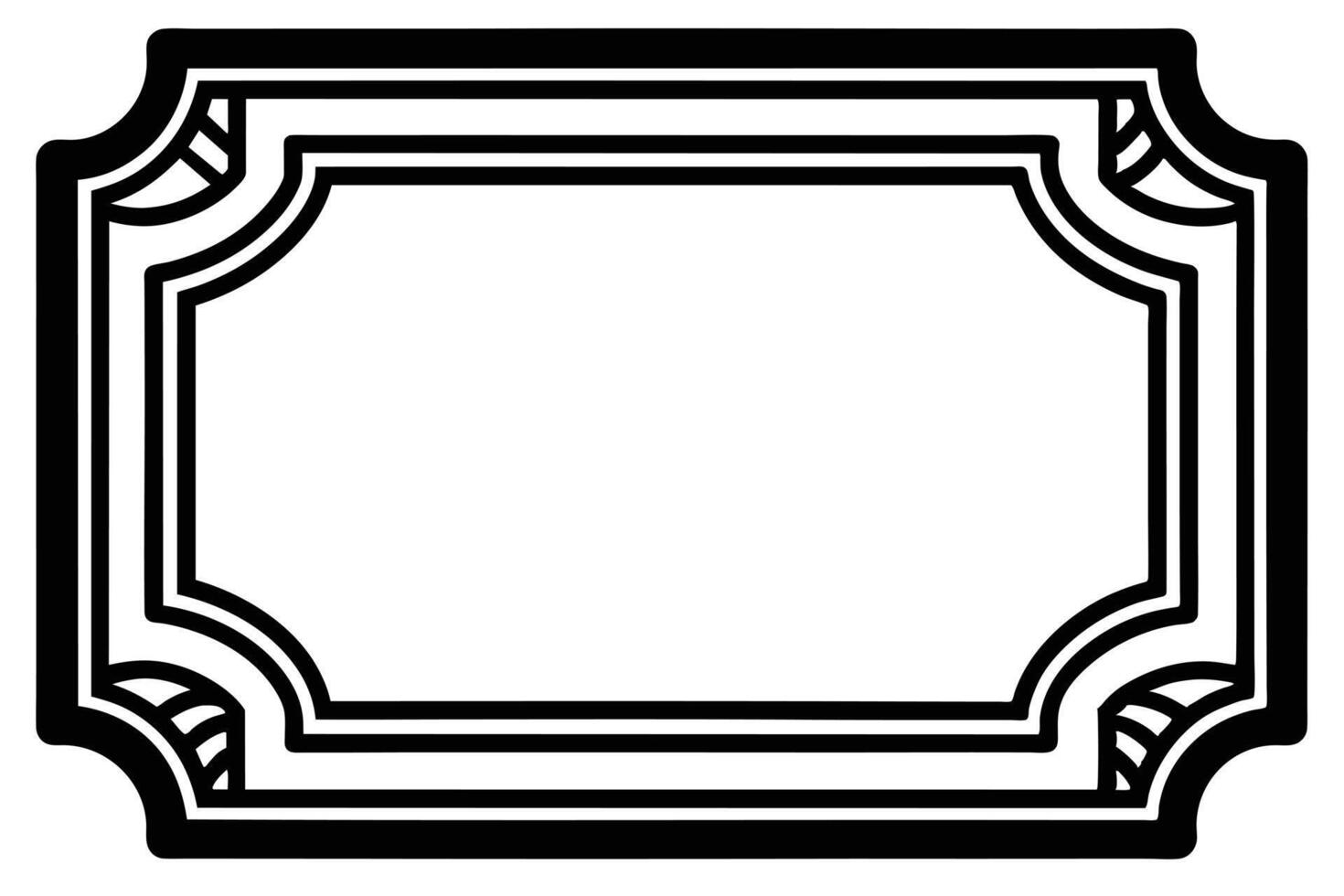 Ornate Black and White Rectangular Frame Graphic vector