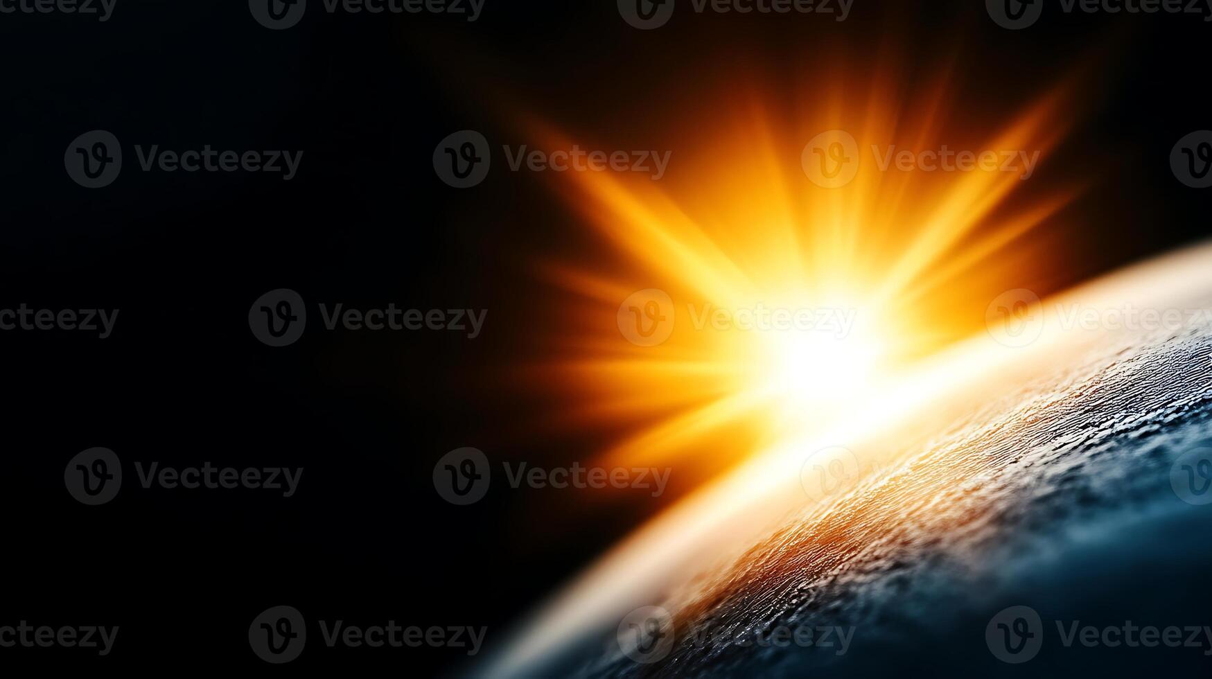 A breathtaking view of Earth from space at sunrise, showcasing vibrant colors and atmospheric details photo