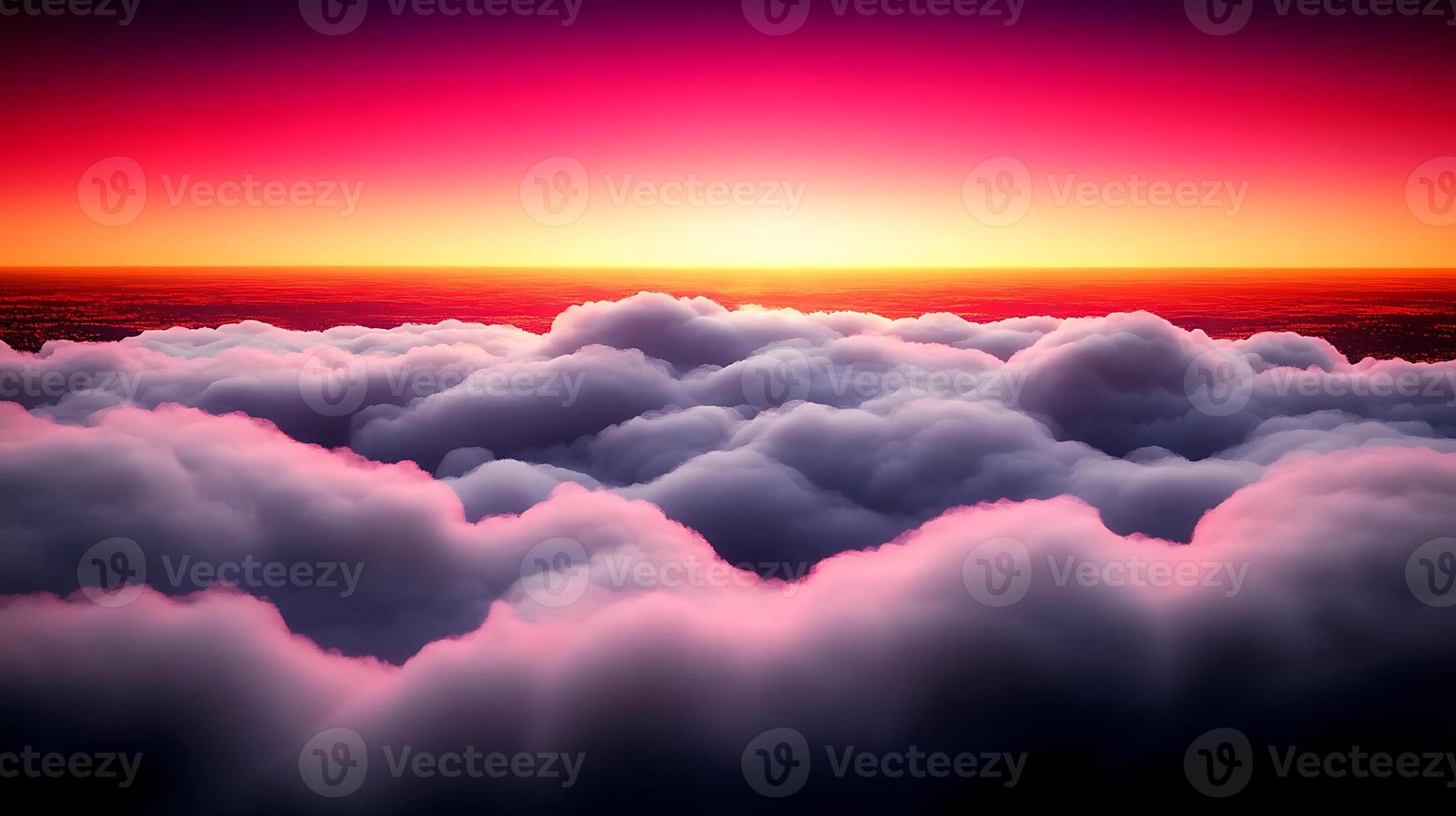 A breathtaking sunset viewed from above the clouds, showcasing vibrant colors and serene atmosphere photo