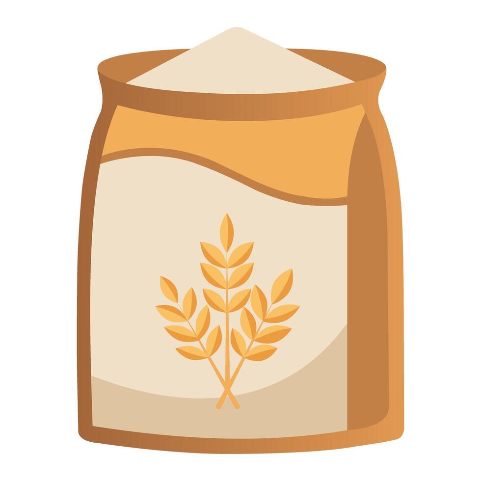 Full Flour Bag Standing on White Background vector