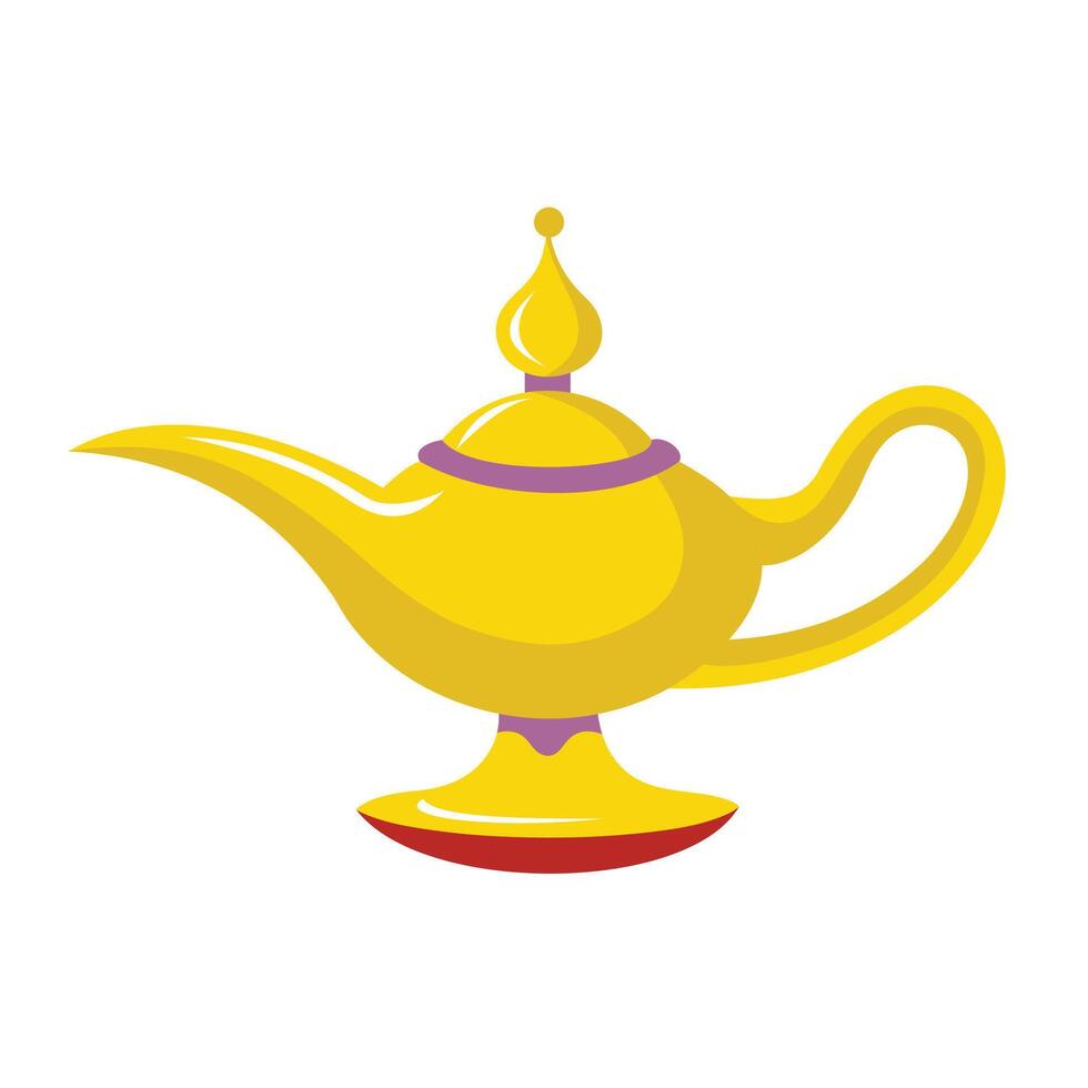 Illustration of Golden Aladdin Lamp Displayed on White Background vector