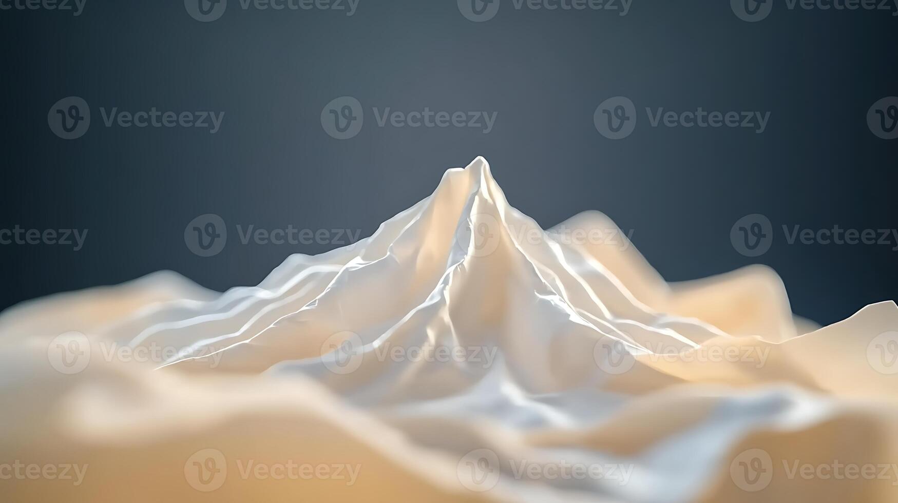 A close-up view of a stylized mountain peak with soft lighting and smooth contours, showcasing a serene background photo