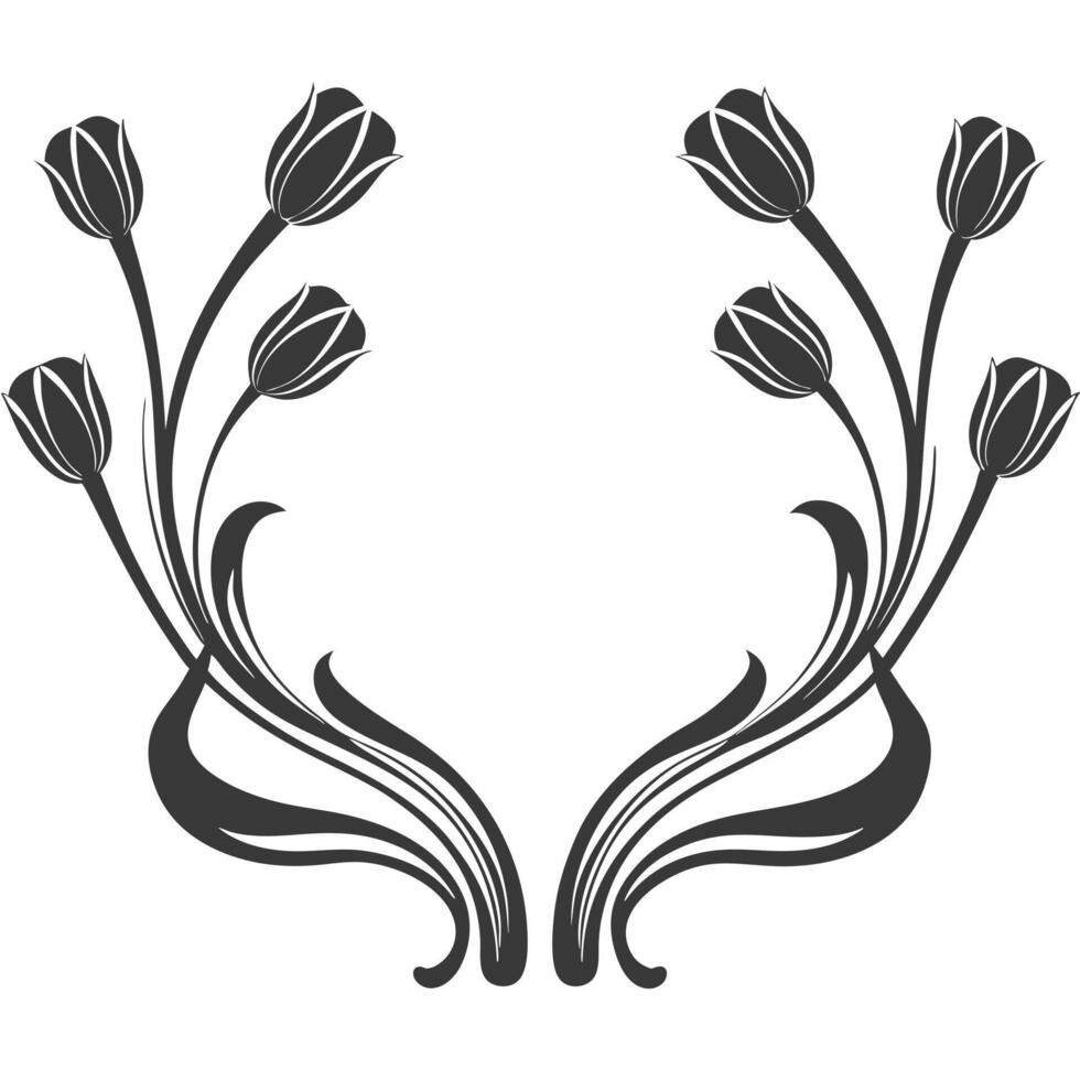 Floral Sketch Black and White Line Drawing vector
