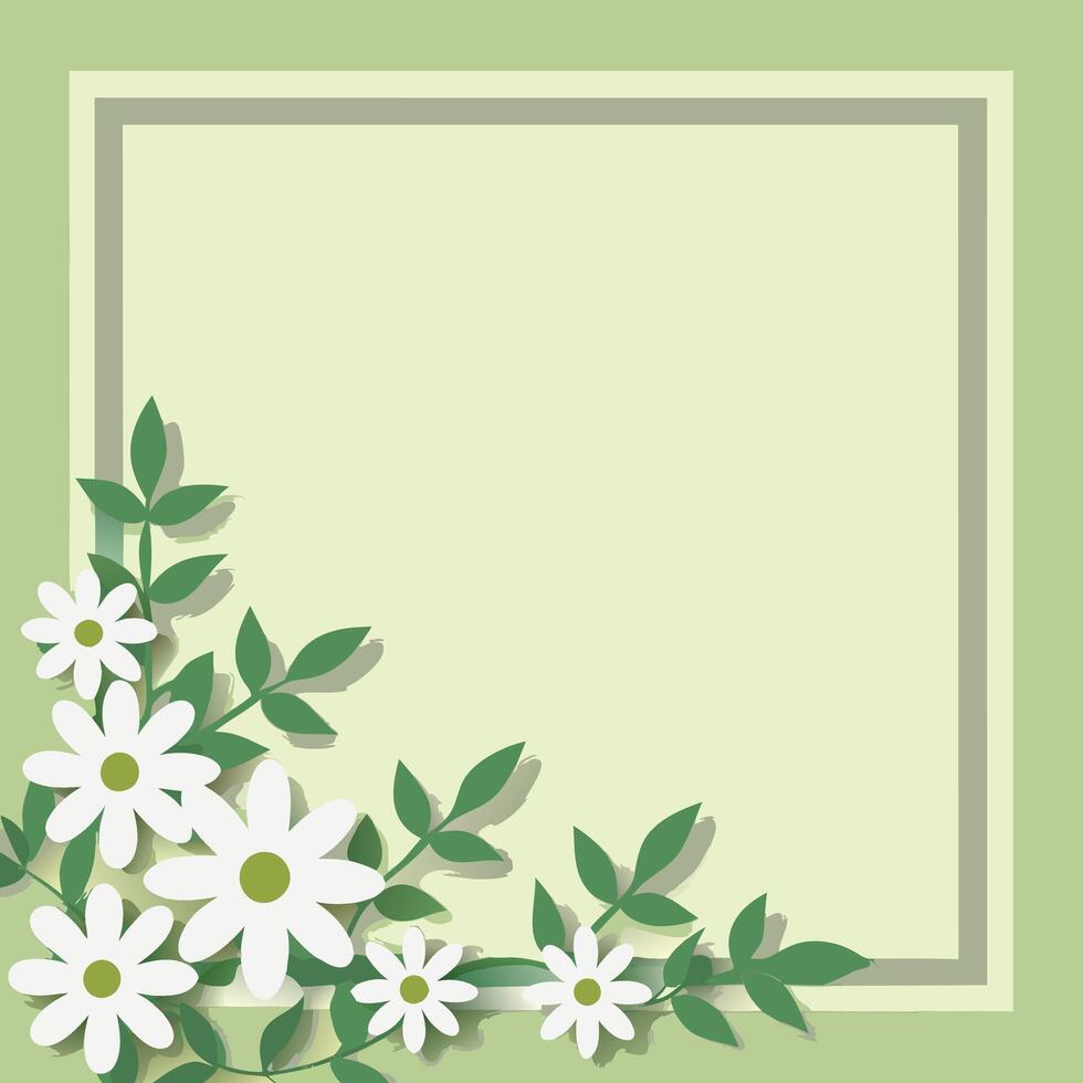 Cute daisy flower modern pastel aesthetic frame vector