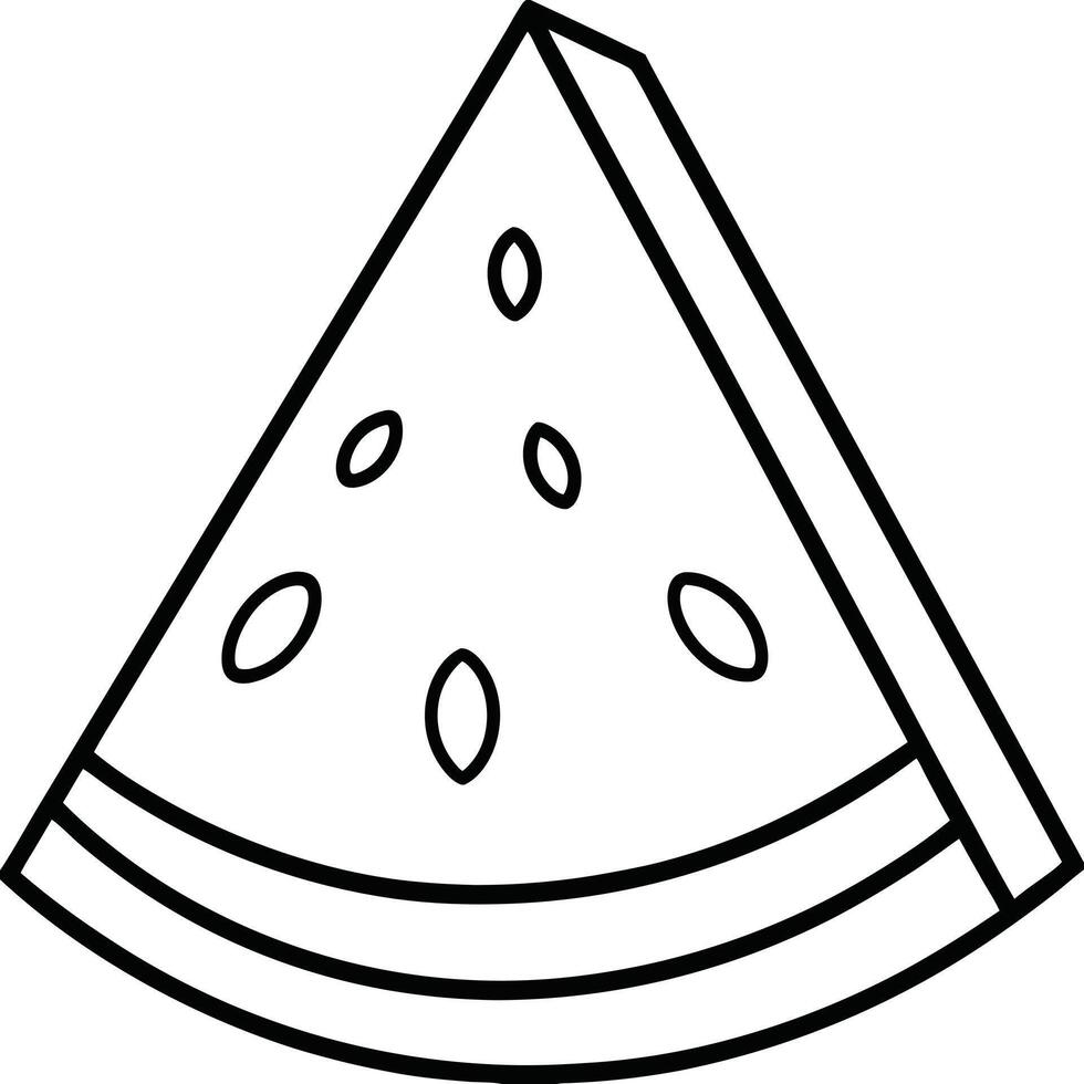 Watermelon slice black and white. vector