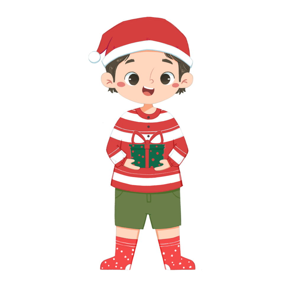 Indonesian boy bring Christmas gift png