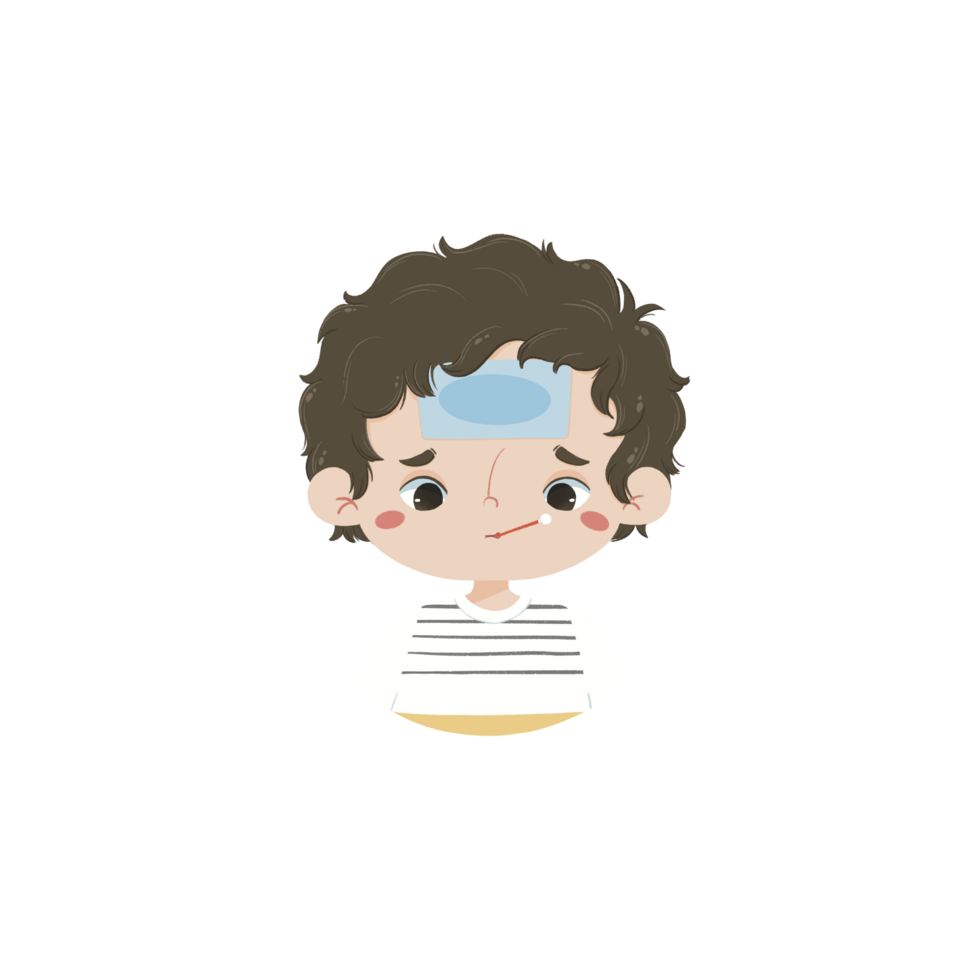 Asian boy feels sick png