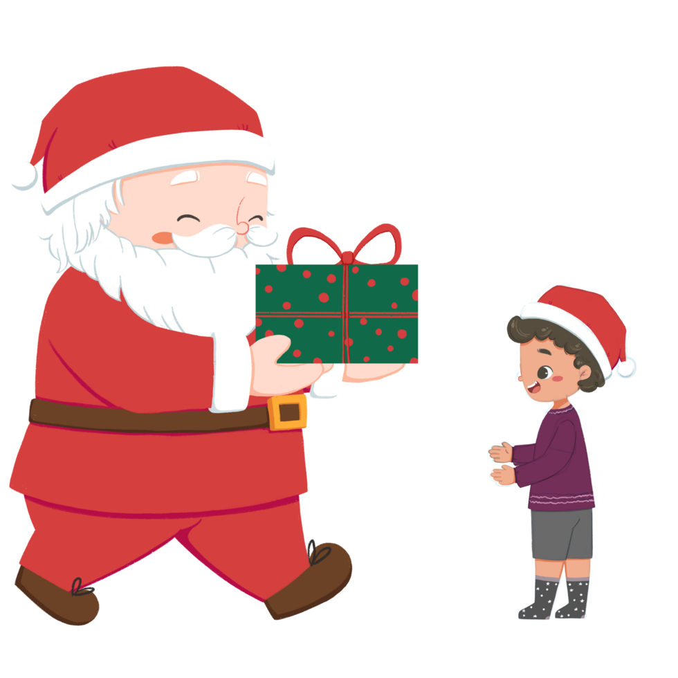 Santa Gives A Gift To A Boy png