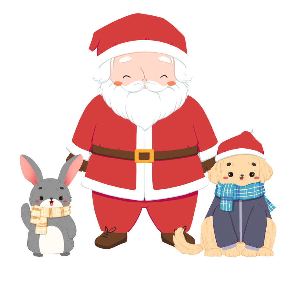 Santa, Dog And Cat png