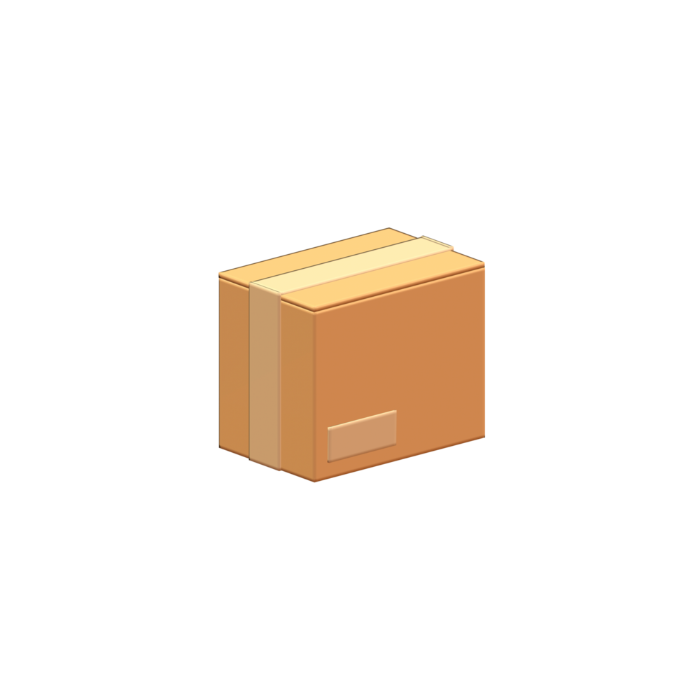 3D cardboard box icon isolated on a transparent background png