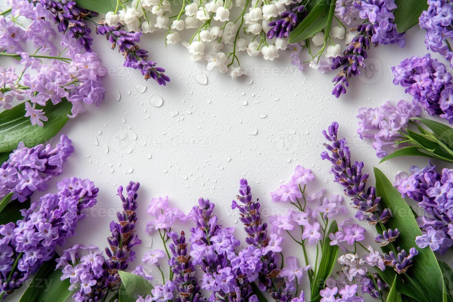 Lavender and lily of the valley floral arrangement photo