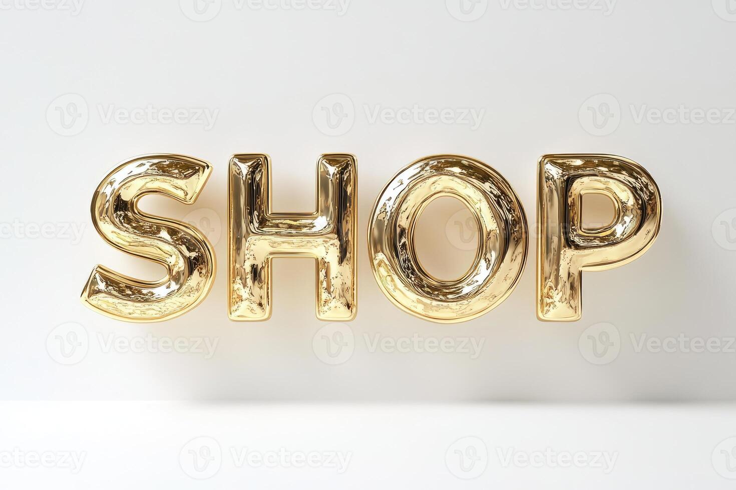 Golden shop sign representing retail and commerce. photo