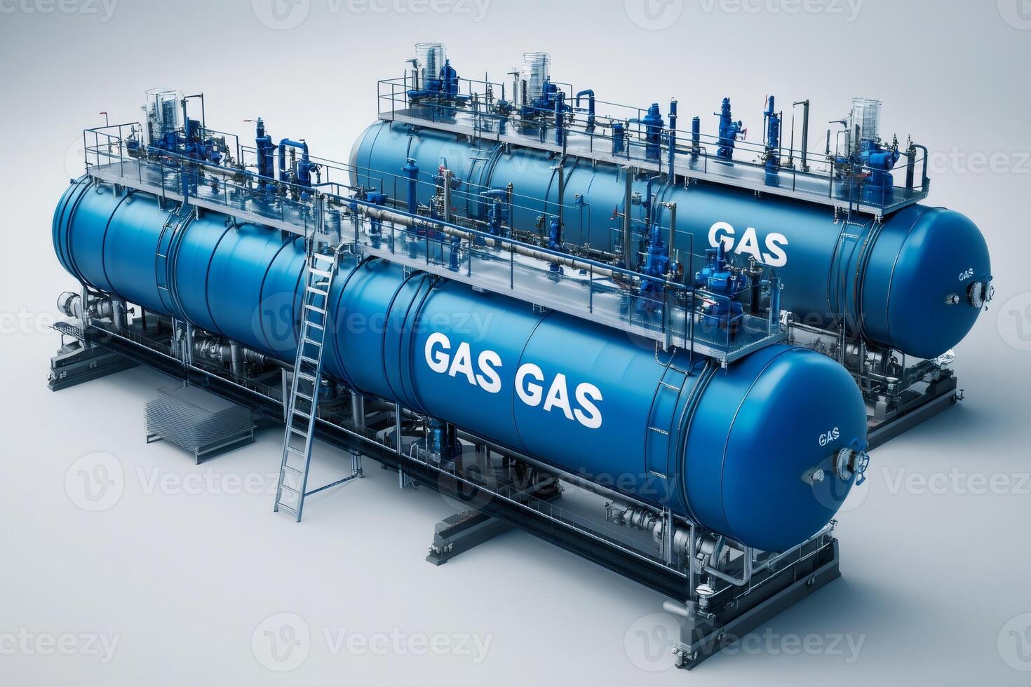 Large industrial gas tanks storing natural gas for energy production photo