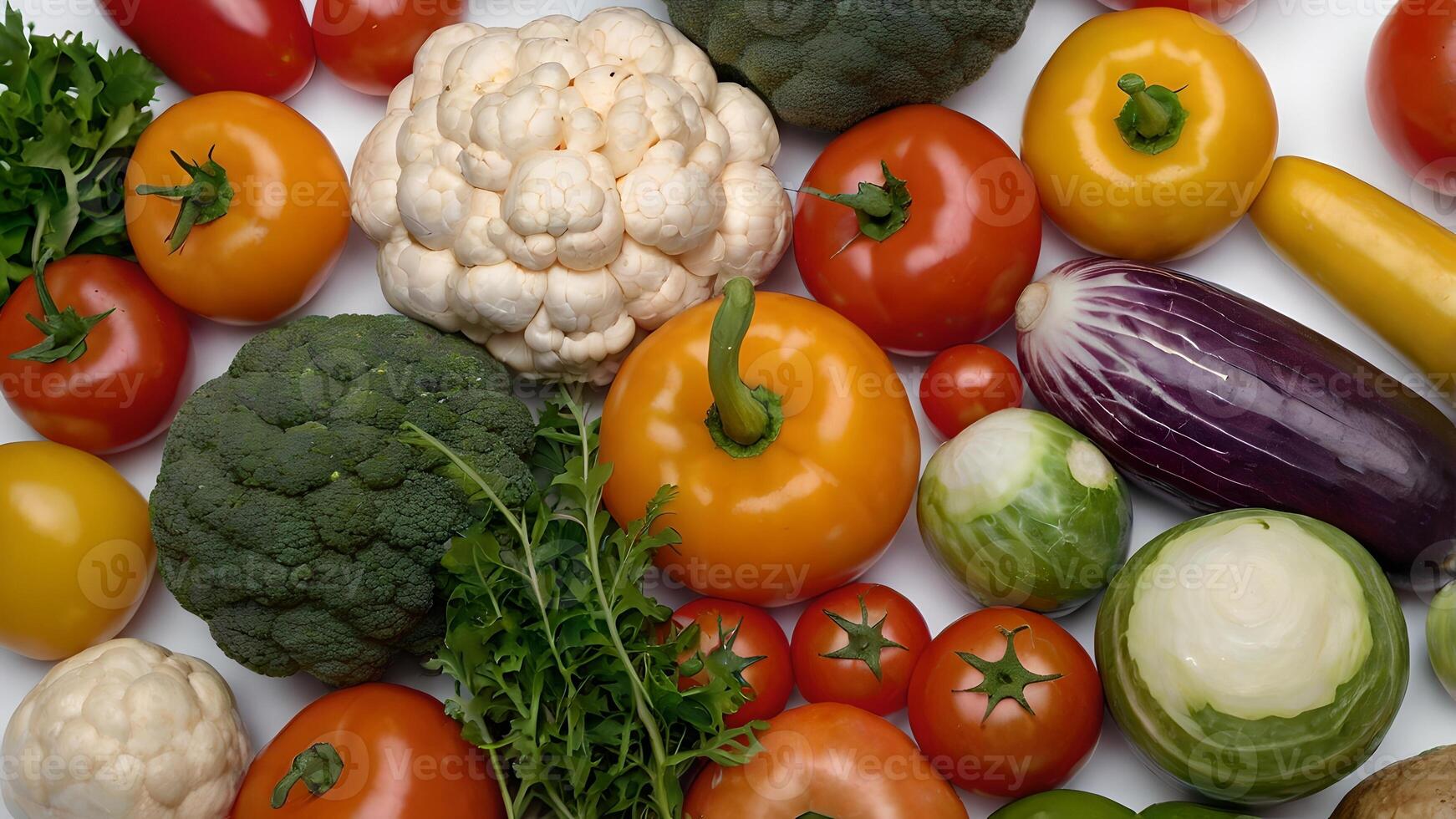 Colorful Fresh Vegetables on White Background photo