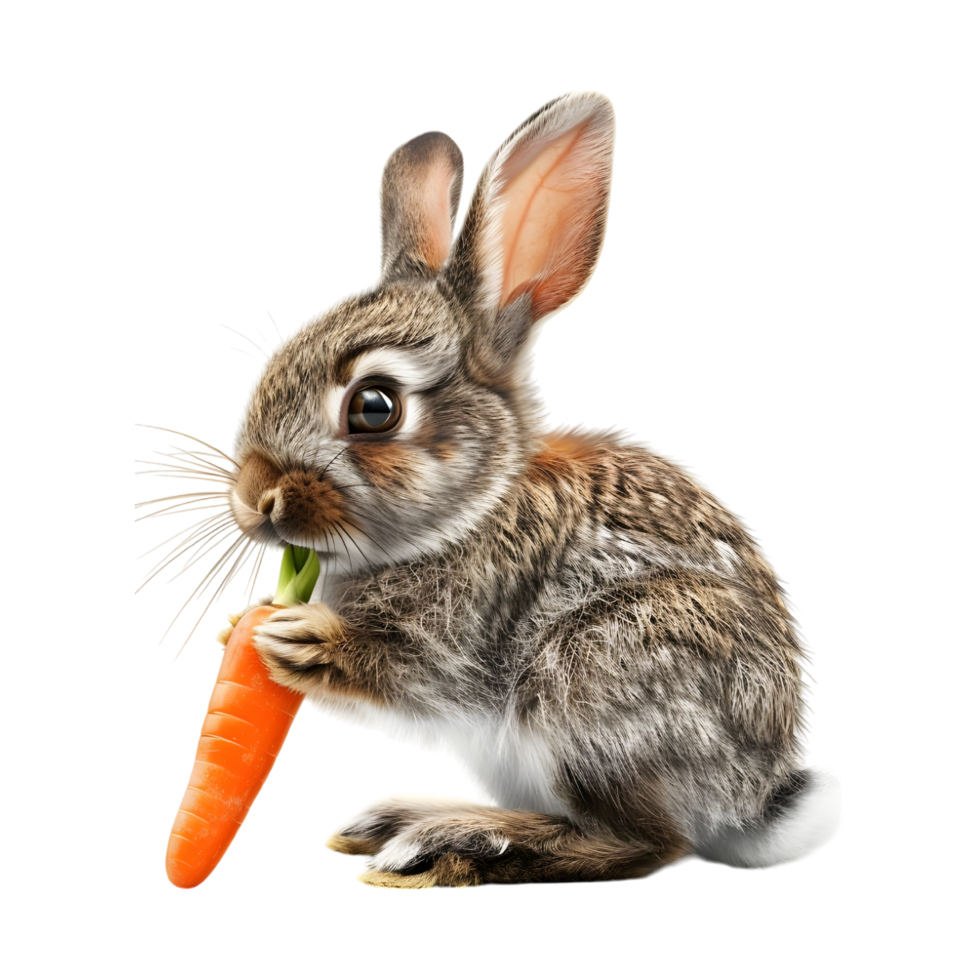 Rabbit eating carrot png
