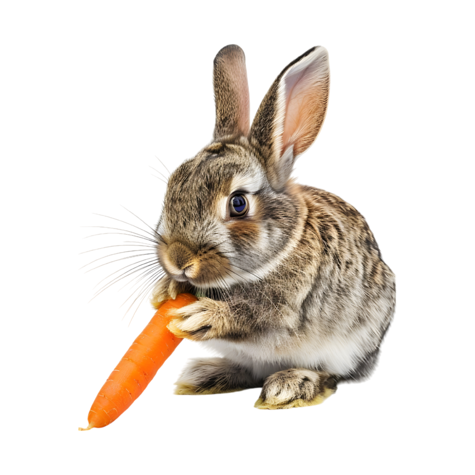 Rabbit eating carrot looking at the left png