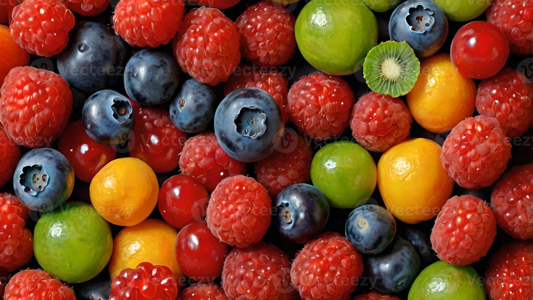 Vibrant Mix of Fresh Berries Fruits and Citrus photo