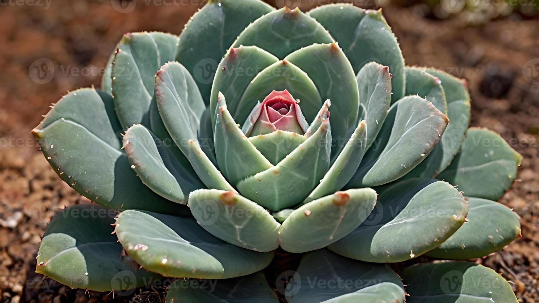 Blooming Echeveria Succulent Rose in Desert Sunlight photo