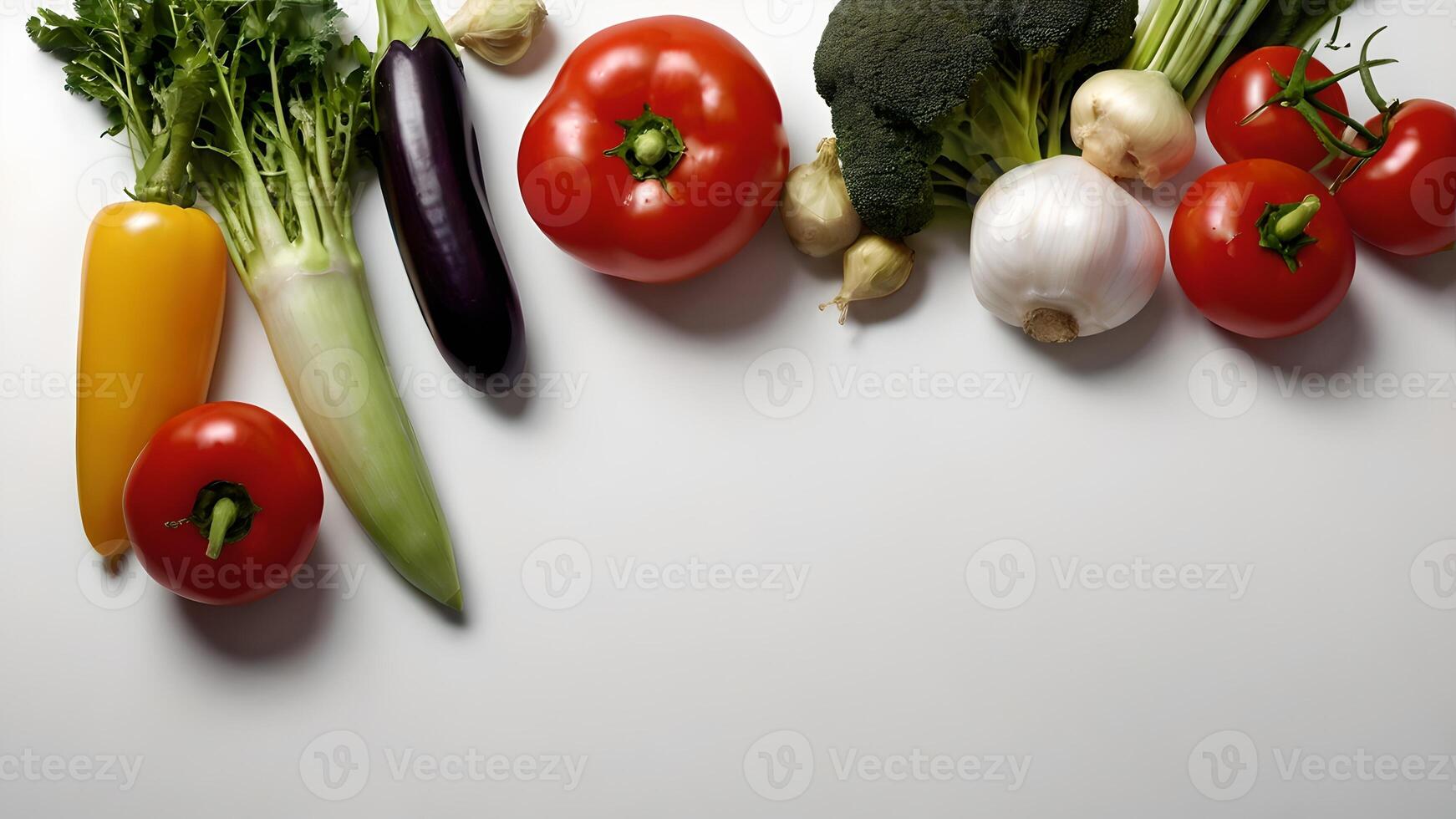 Fresh Vegetables Arrangement on White Background photo