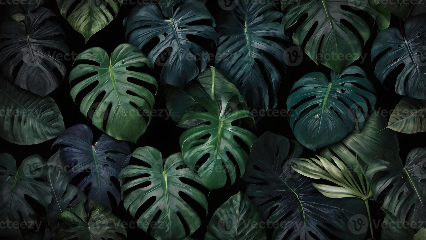 Dark Tropical Rainforest Leaves Background photo